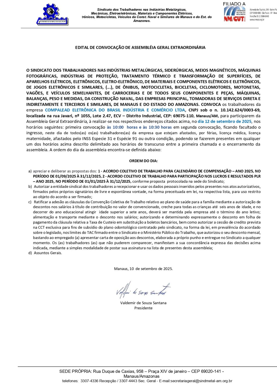 EDITAL DE CONVOCAÇÃO – ASSEMBLEIA GERAL EXTRAORDINÁRIA – COMPALEAD ...